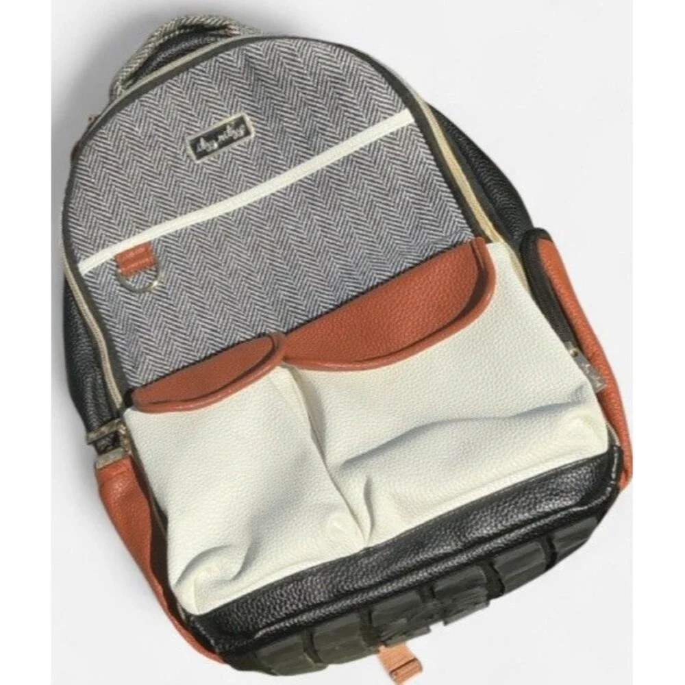 Itzy Ritzy Diaper Bag Backpack Herringbone Faux Leather w/ Changing Pad Pockets